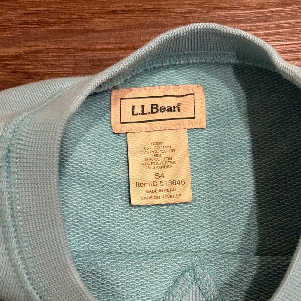L.L. Bean Kids Teal Crew Sweatshirt with Logo Size Small / 4 Girl - Picture 2 of 3